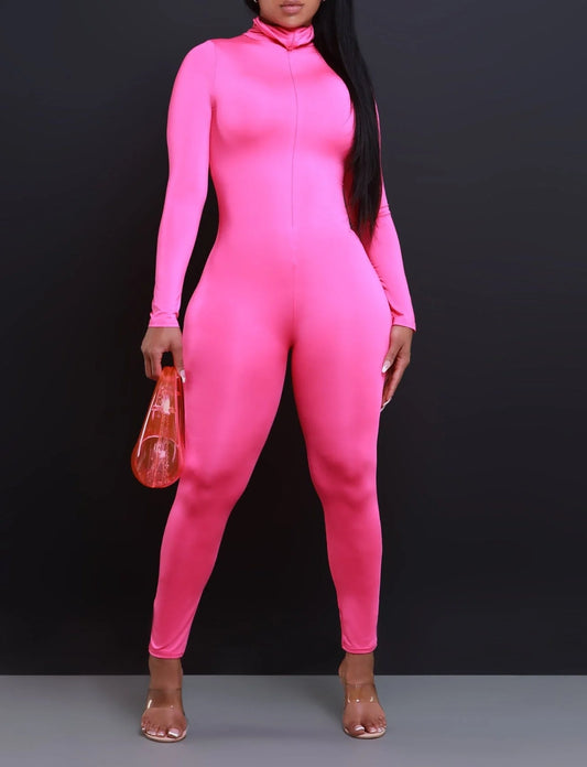 Solid Mockneck Jumpsuit