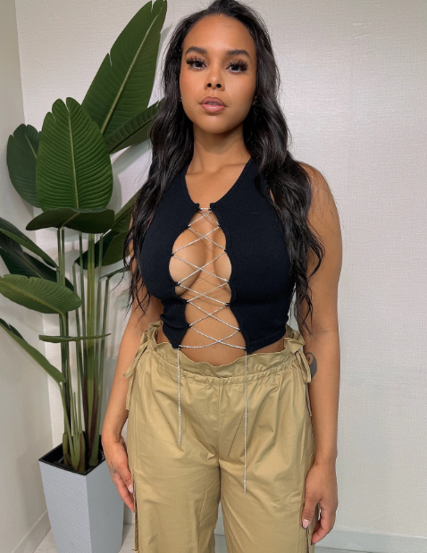 R.Stone Laced Up Slvless Top