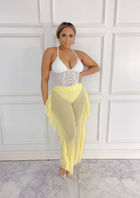 Mesh Ruffle Cover Pants