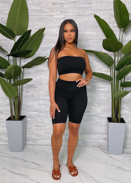 Seamless Rib Tube Top Short Set