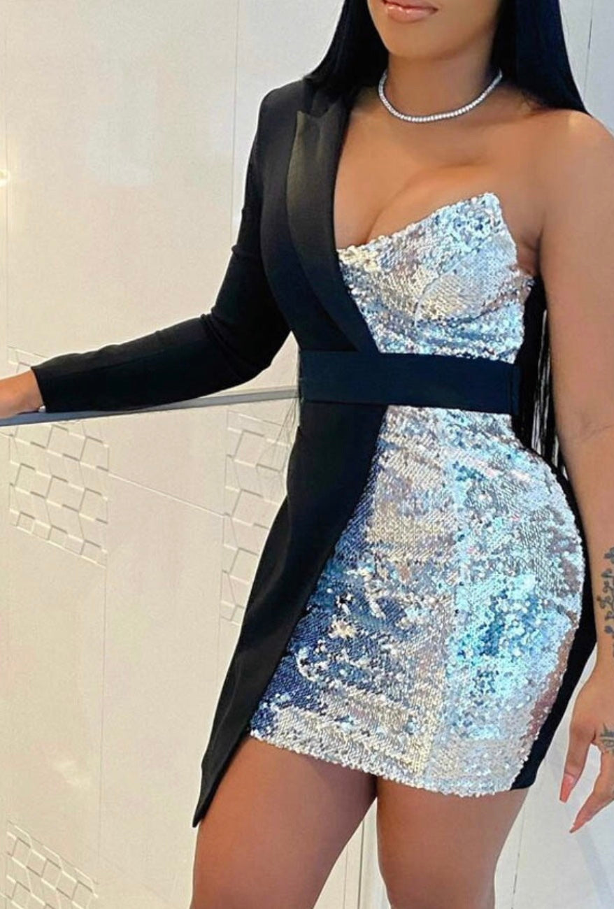 PANK FLAMINGO BLACK SHIMMER DRESS