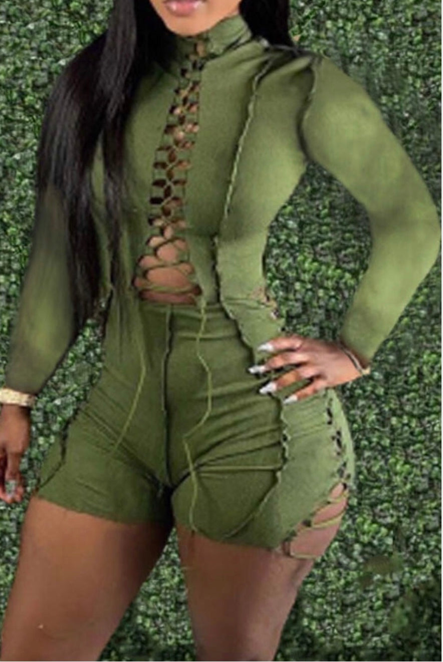 PANK FLAMINGO OLIVE GREEN 2PC SET