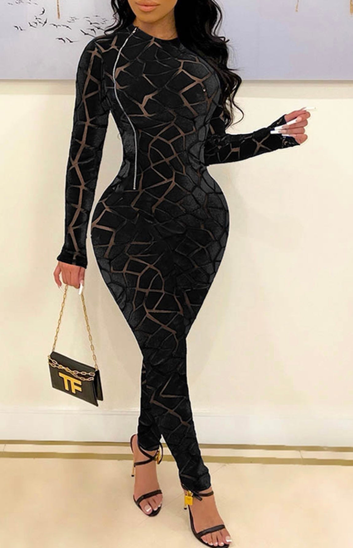 PUZZLE BODY SUIT BLACK