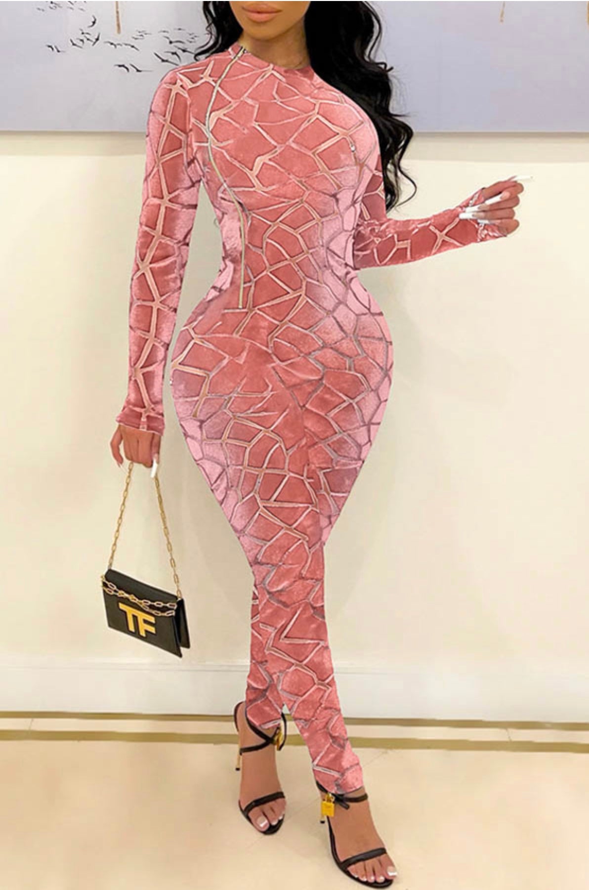 PUZZLE BODY SUIT PINK