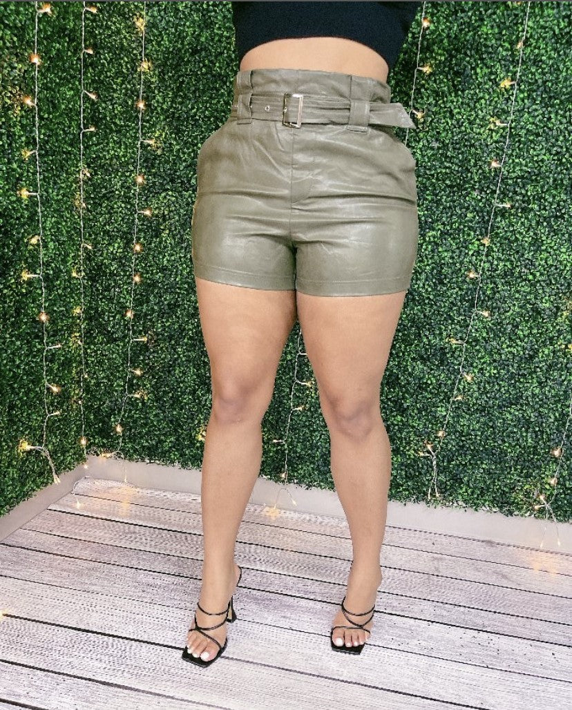 Leather Paper Bag Shorts