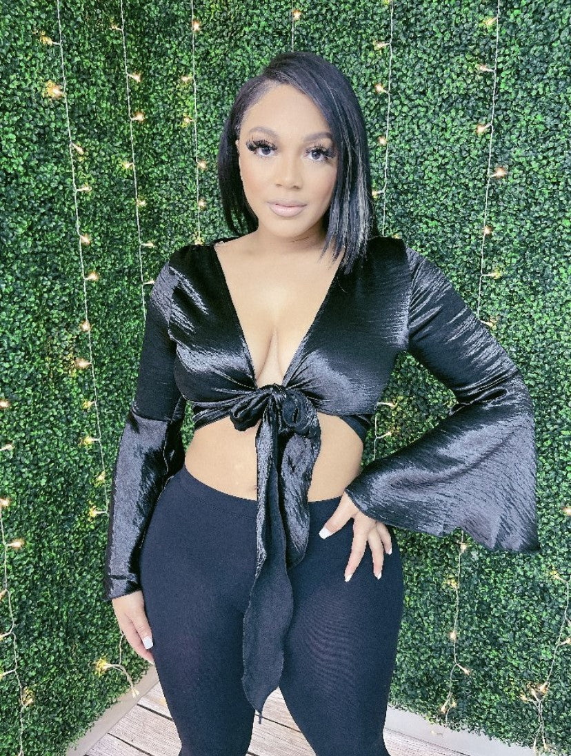Flare Arm Satin Top