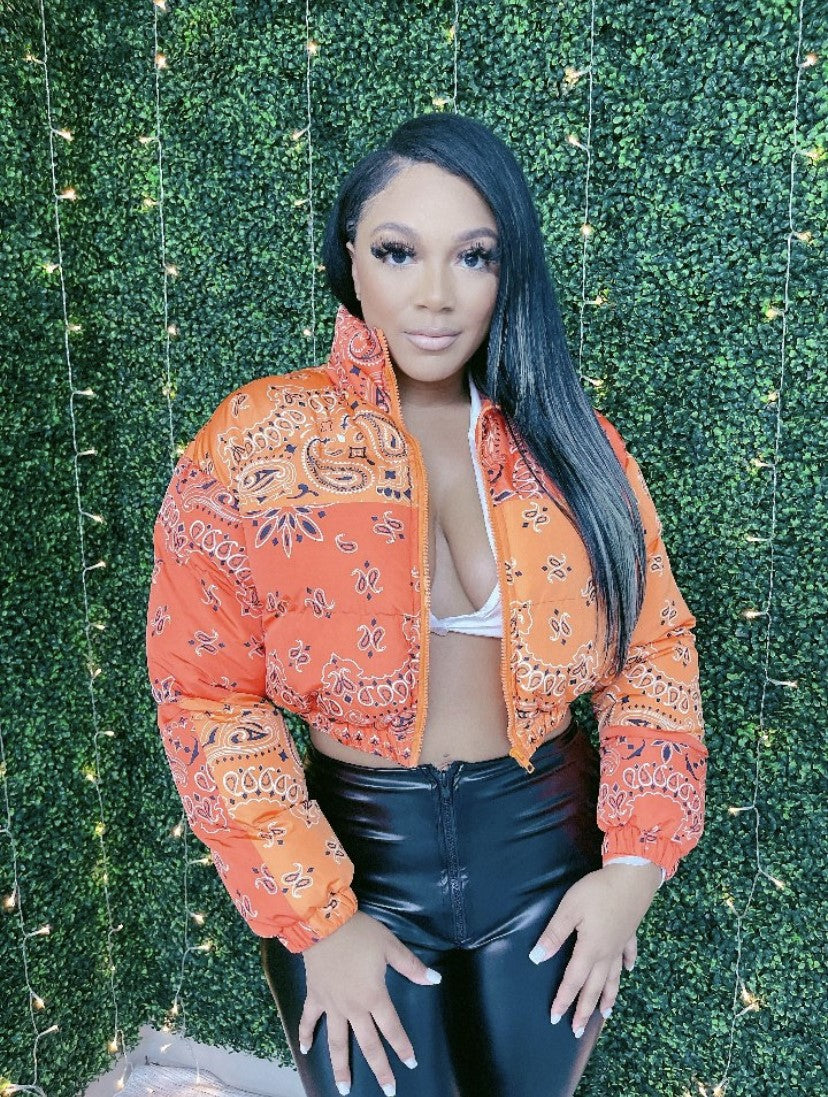 Crop Bandana Puffer Jacket