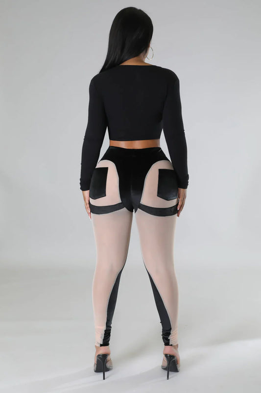 Velour Mesh Combo Pants