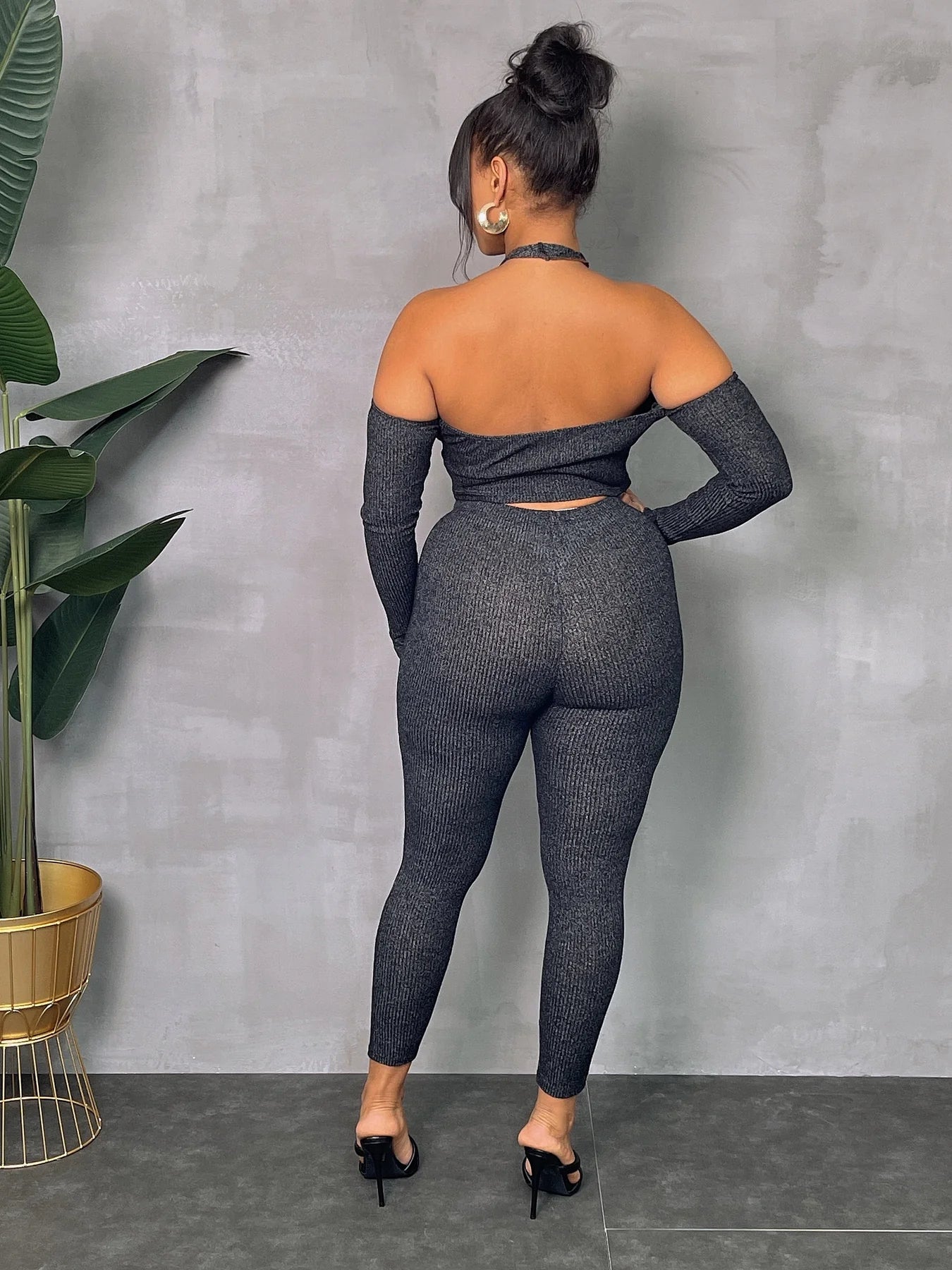 Halter Neck Off-Shoulder Pants Set