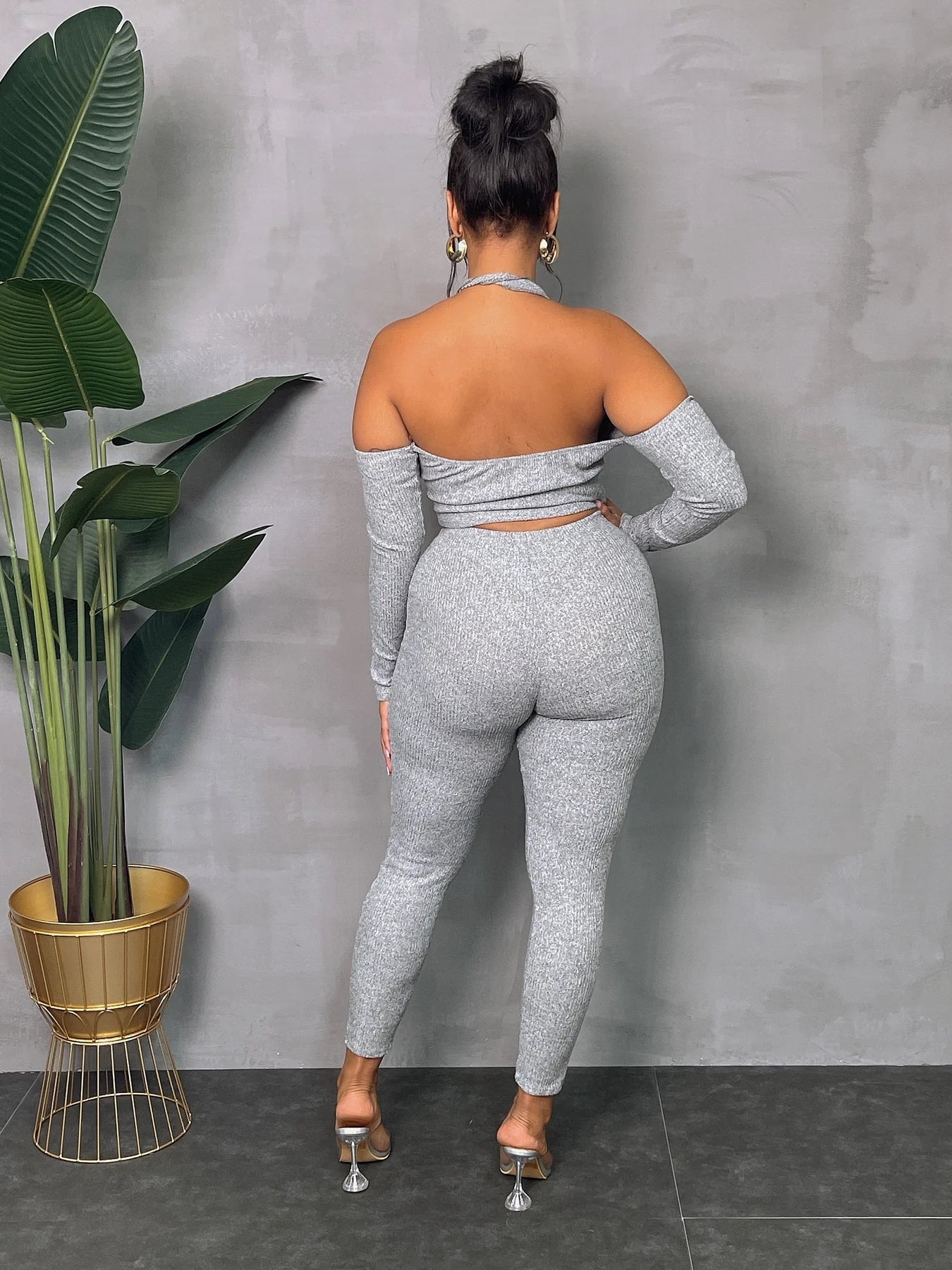 Halter Neck Off-Shoulder Pants Set