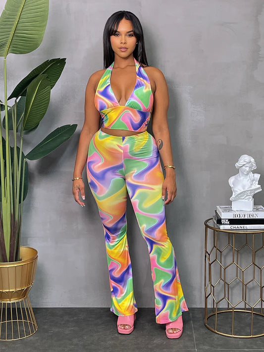 Halter Multi Pants Set