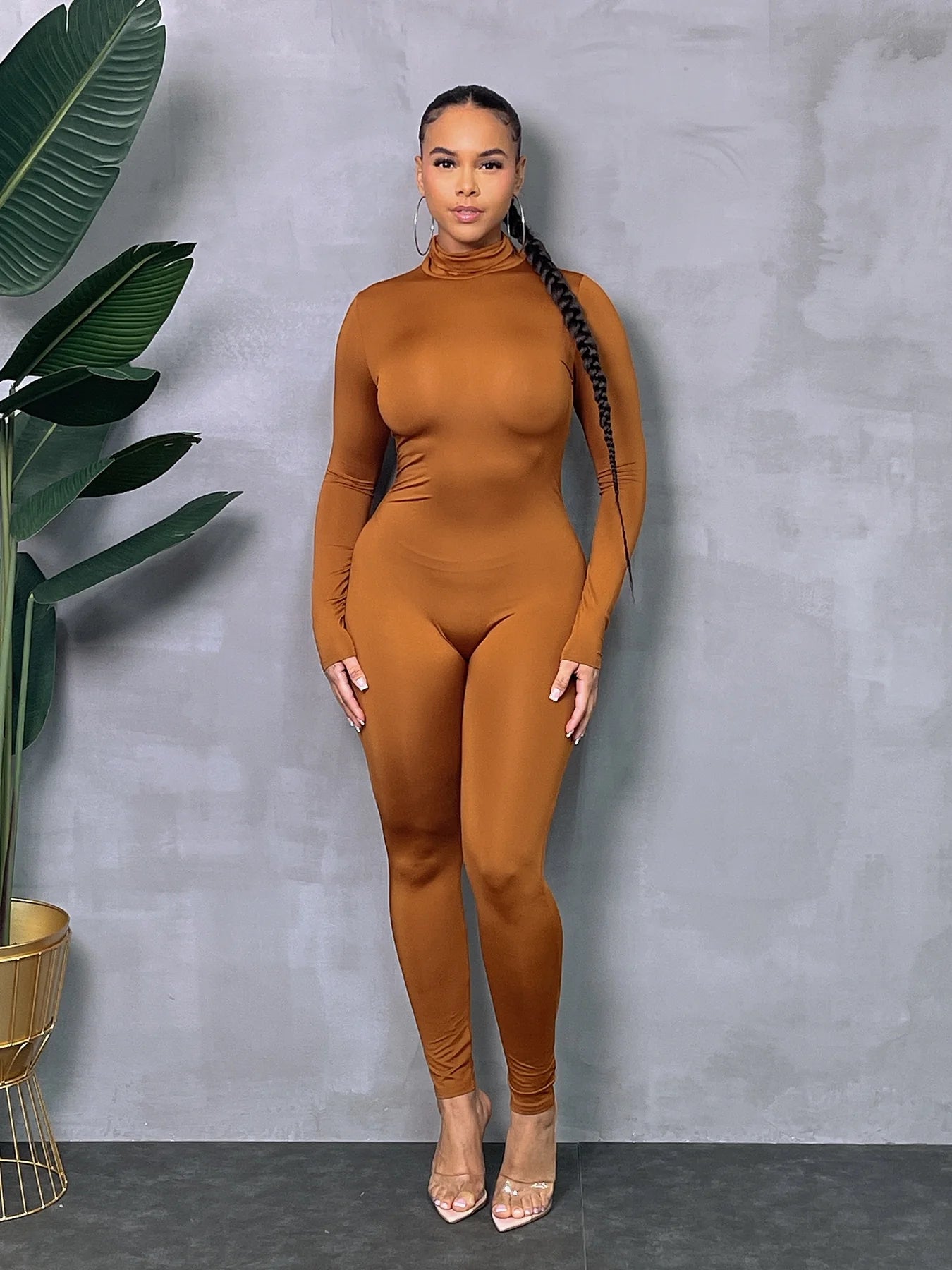 Solid Mockneck Jumpsuit