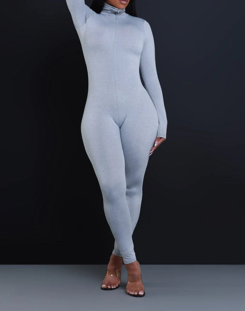 Solid Mockneck Jumpsuit