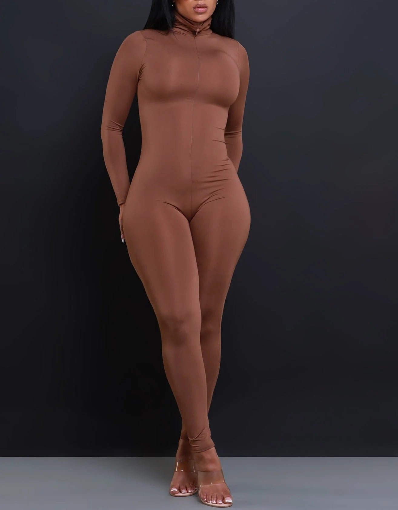 Solid Mockneck Jumpsuit