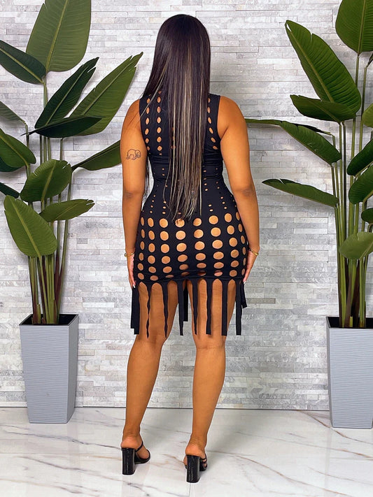 Laser Cut Ribbed Dress