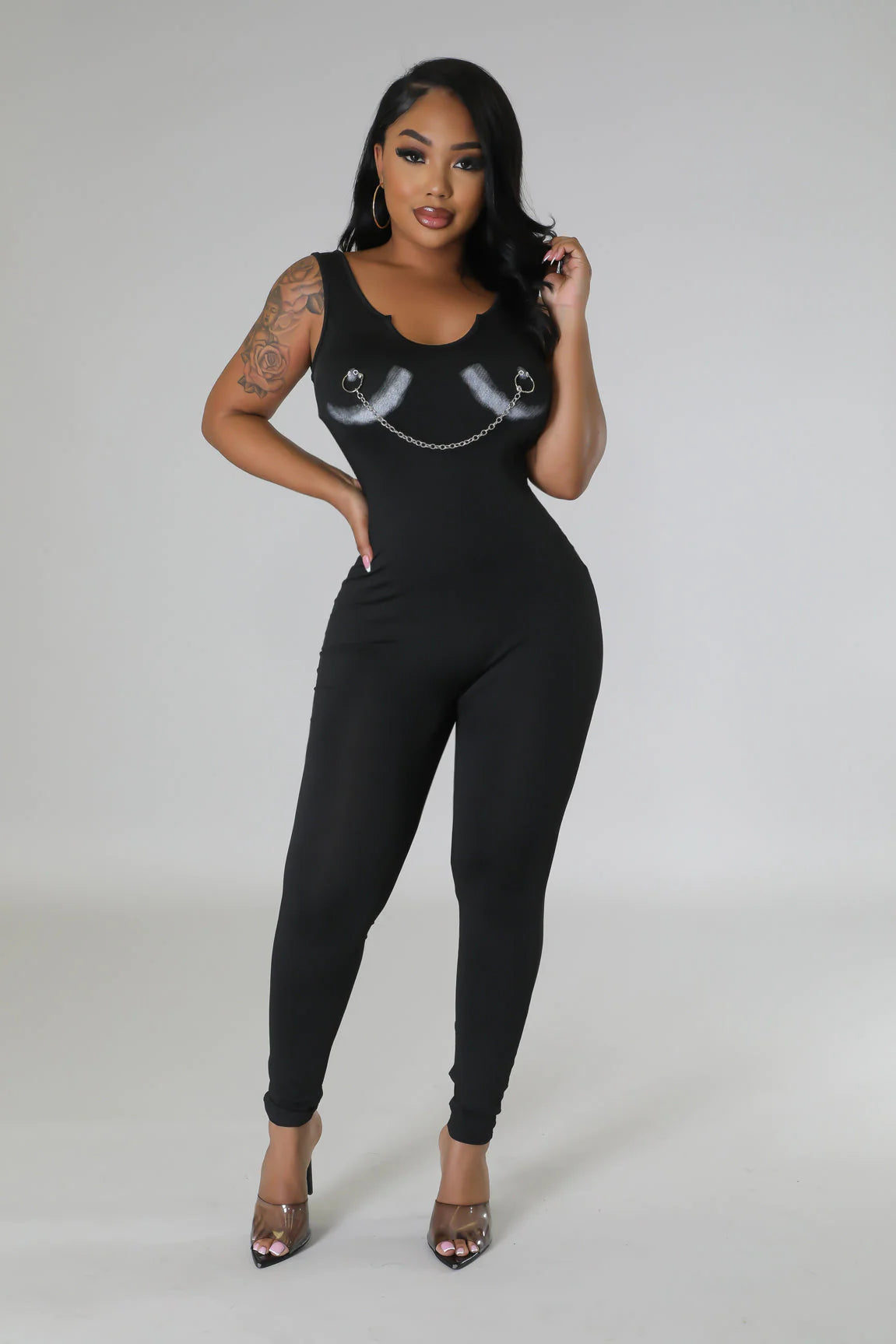 Chain Detailed Sleeveless JumpSuit