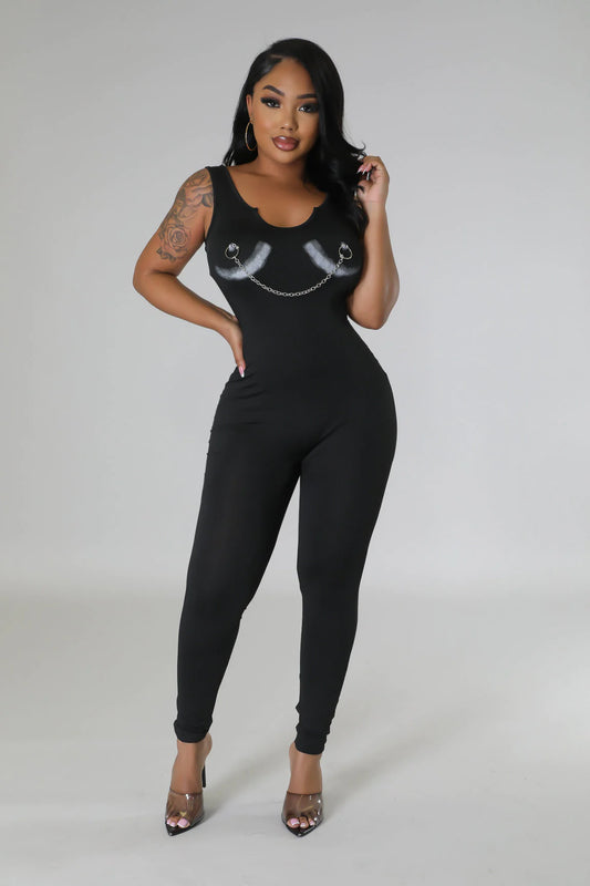 Chain Detailed Sleeveless JumpSuit