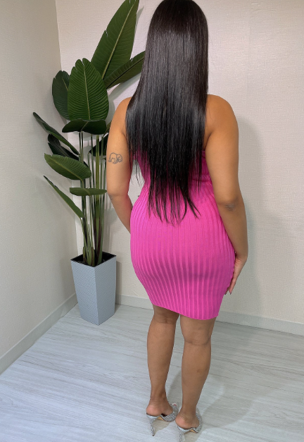 Rib Safety Pin Detail Dress