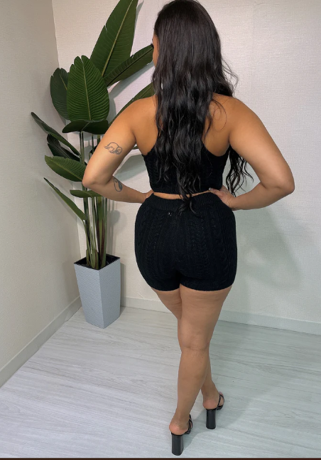 Sleeveless Knit Button Short Set