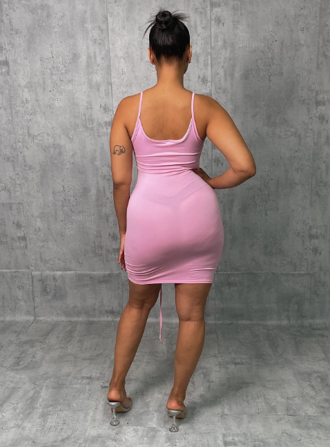 Spaghetti Front Sheering Dress
