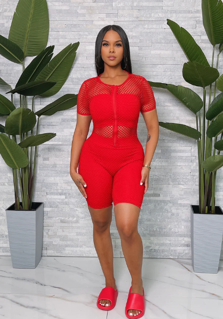 Fishnet Short Slv Romper