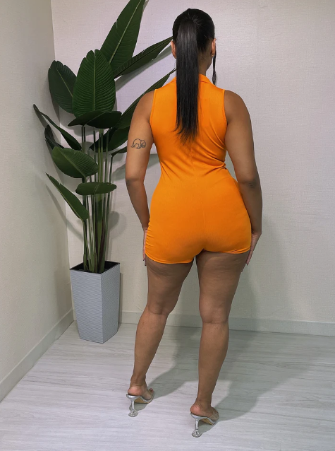 Rib Slveless Button Romper