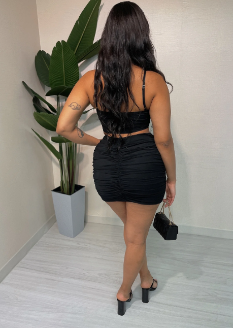 Hook Eye Bustier Top & Skirt Set