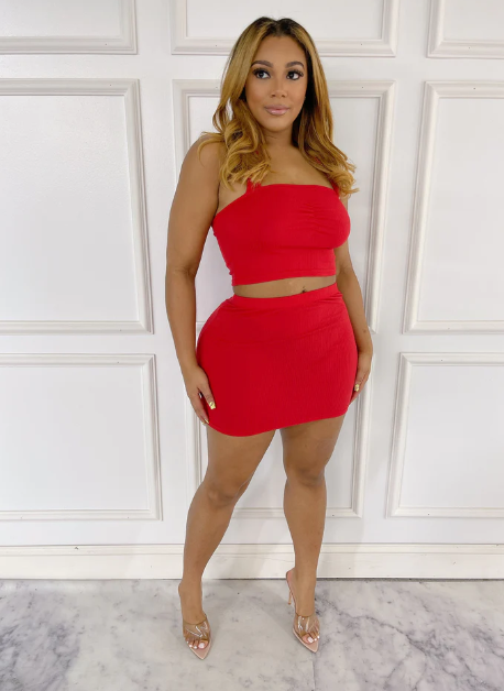 Rib Halter Top & Skirt Set