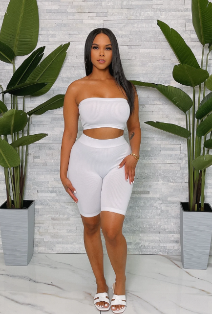 Seamless Rib Tube Top Short Set
