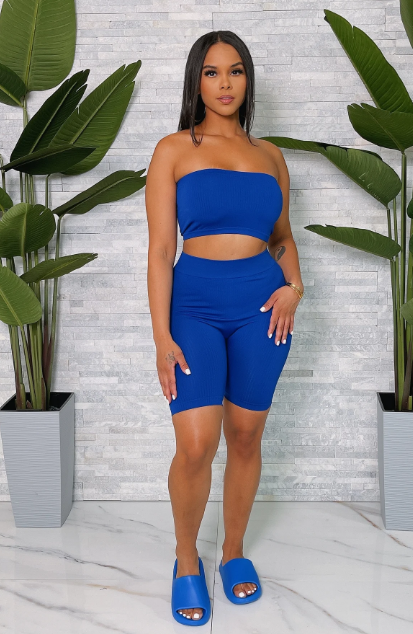 Seamless Rib Tube Top Short Set