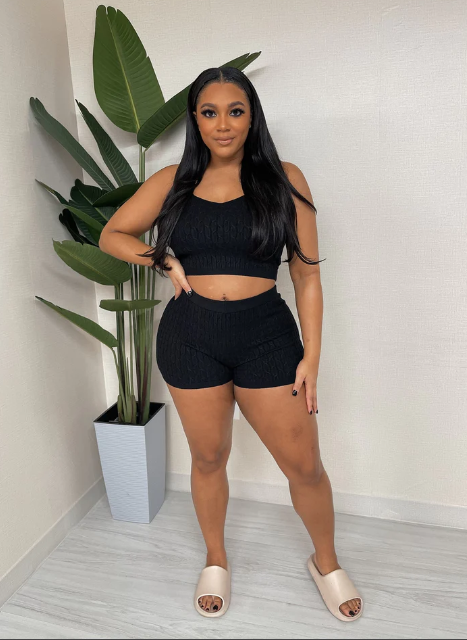Knit Rib Crop Top & Shorts Set
