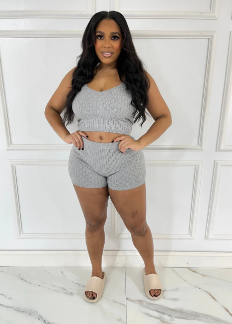 Knit Rib Crop Top & Shorts Set