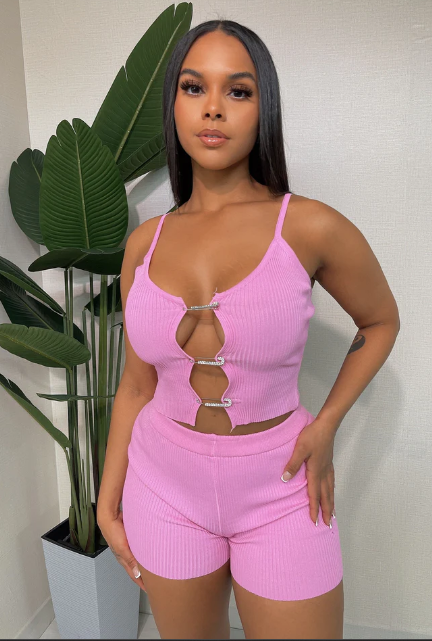 Rib Safety Pin Top & Short Set