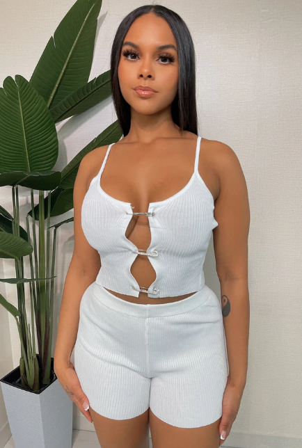 Rib Safety Pin Top & Short Set