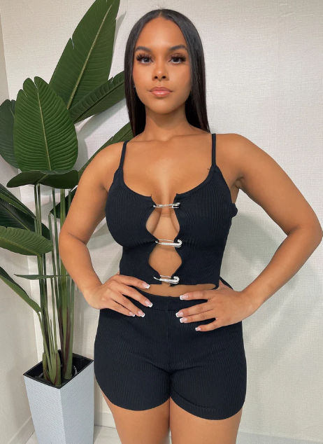 Rib Safety Pin Top & Short Set