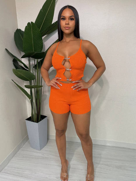 Rib Safety Pin Top & Short Set