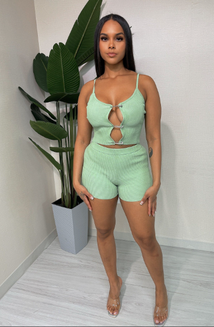 Rib Safety Pin Top & Short Set