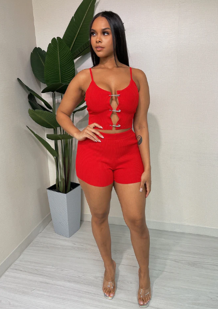 Rib Safety Pin Top & Short Set