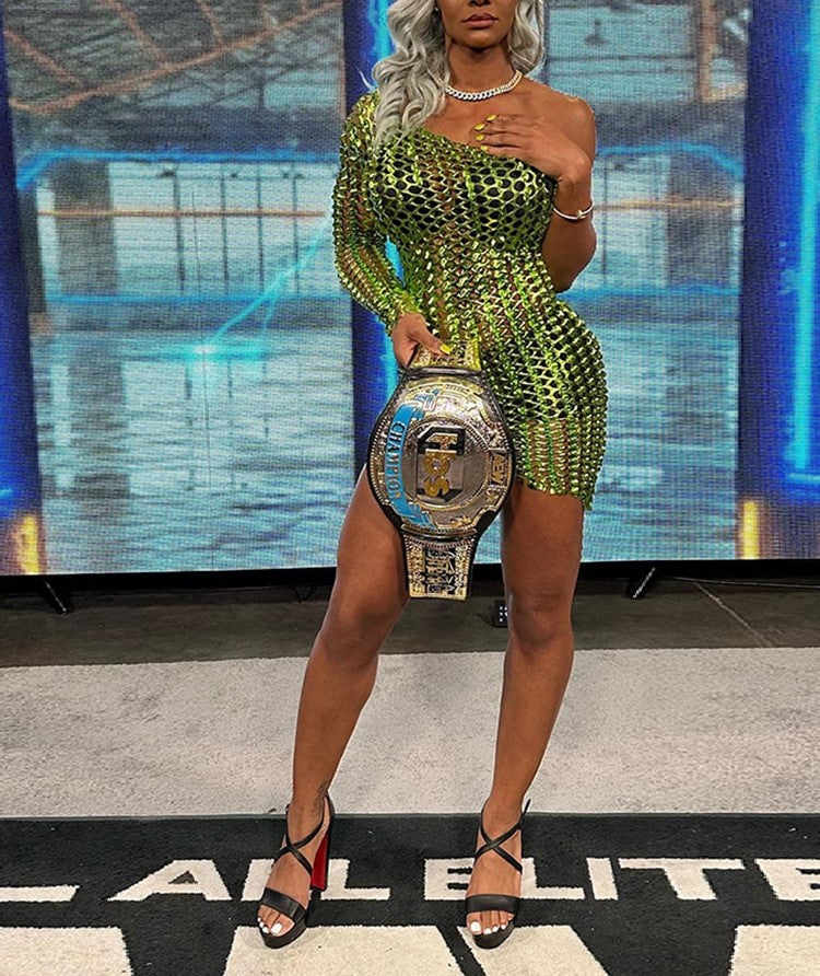 Metallic One Shoulder Dress