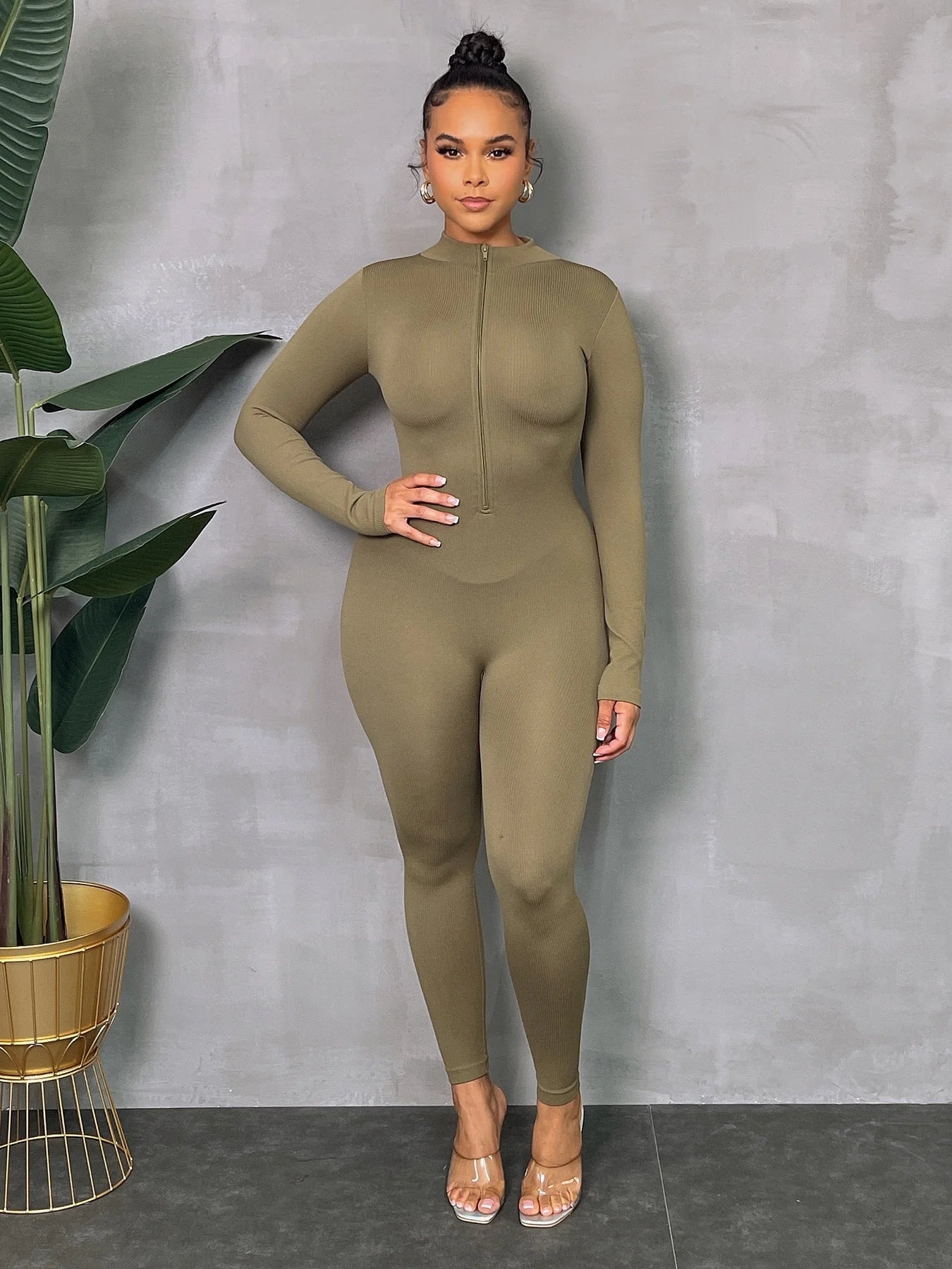 Ribbed LS Jumpsuit