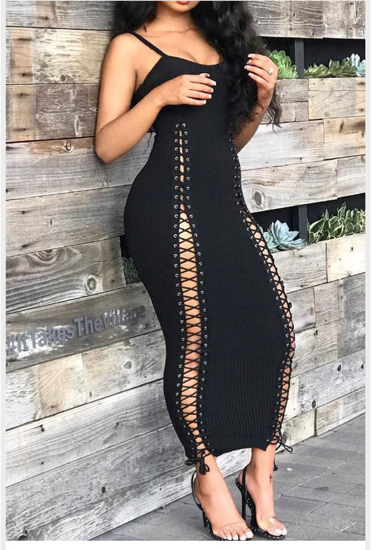 PANK FLAMINGO RIPPED BLACK DRESS