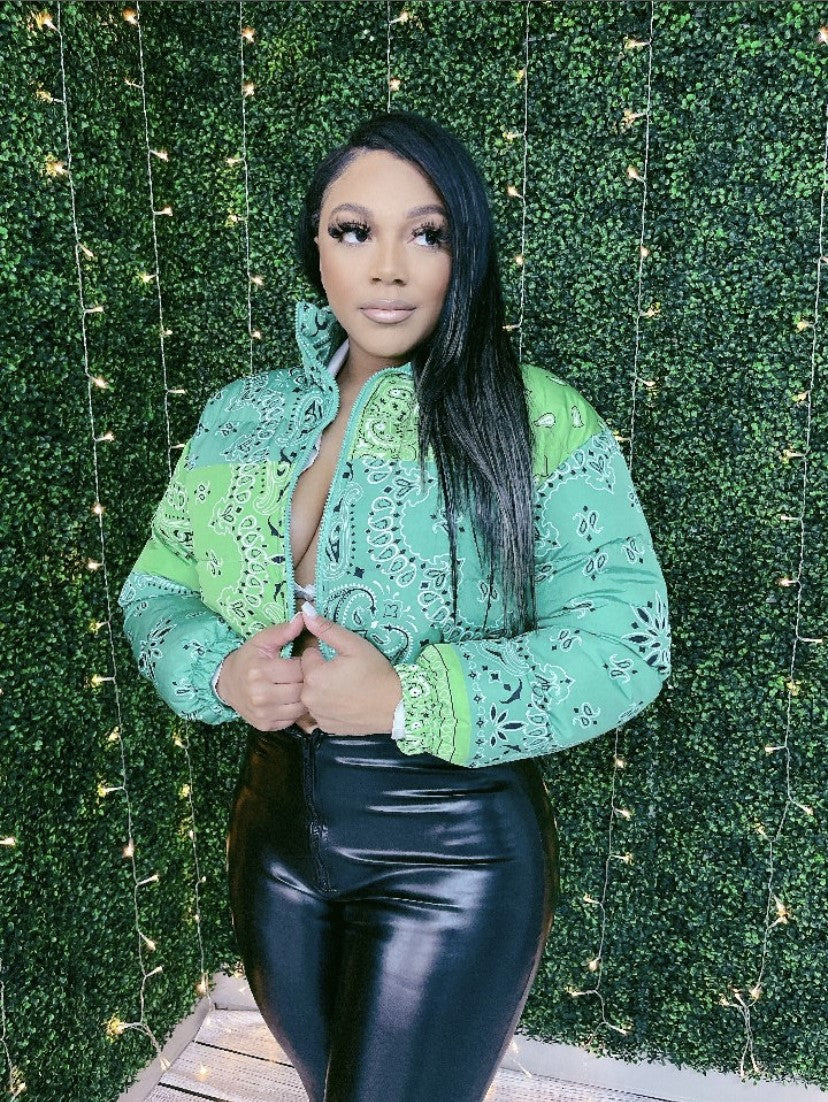 Crop Bandana Puffer Jacket