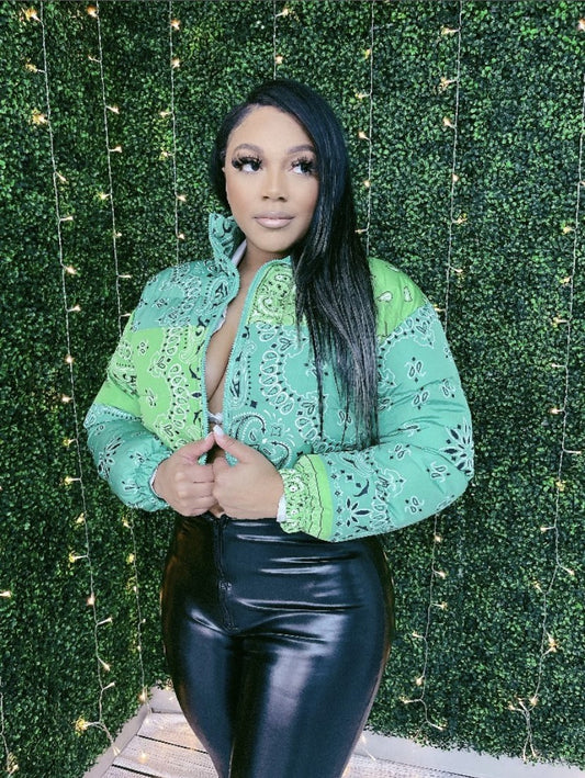 Crop Bandana Puffer Jacket