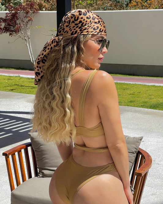 Tan Shoulder One Piece Bikini
