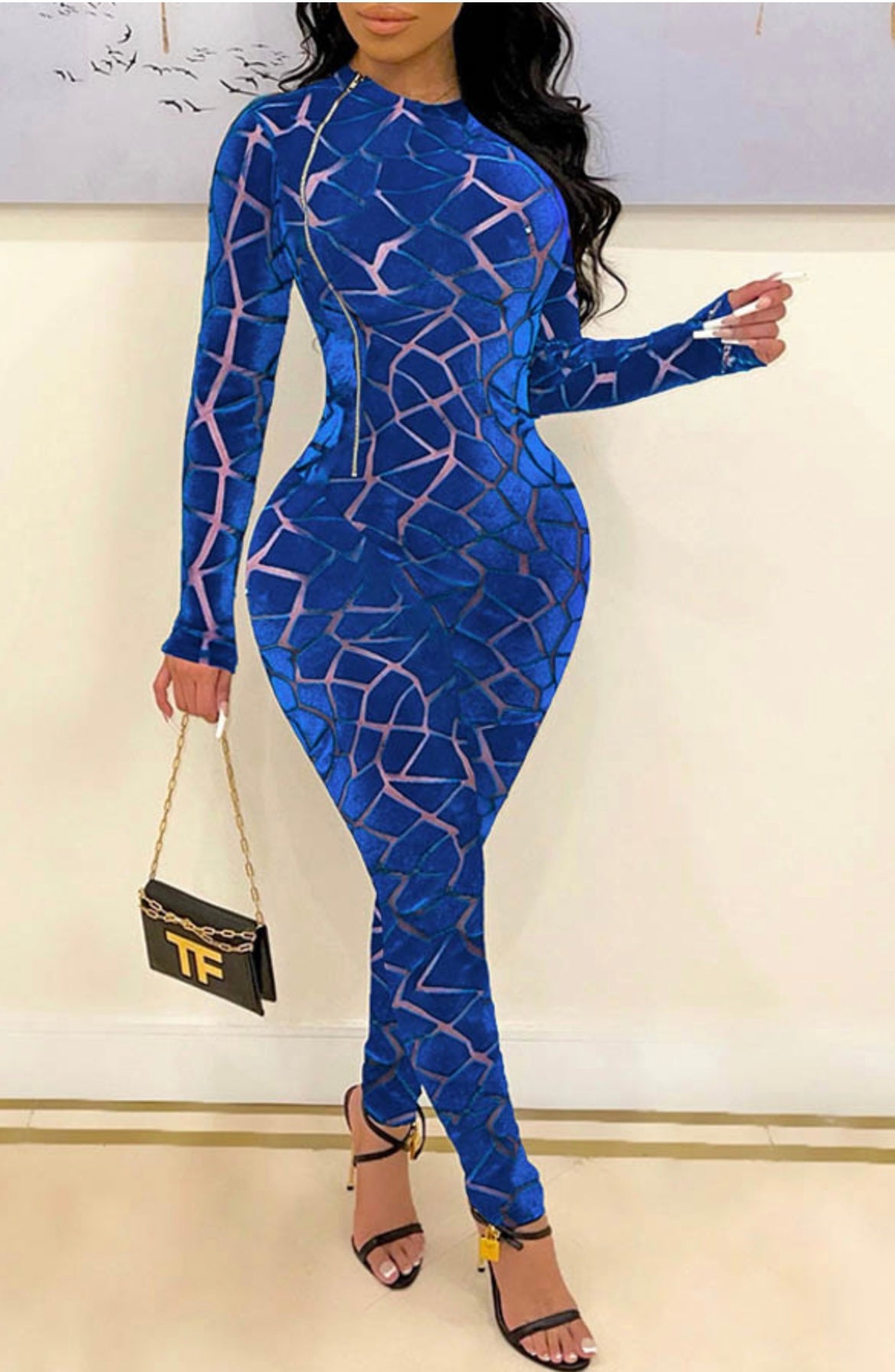 PUZZLE BODY SUIT BLUE