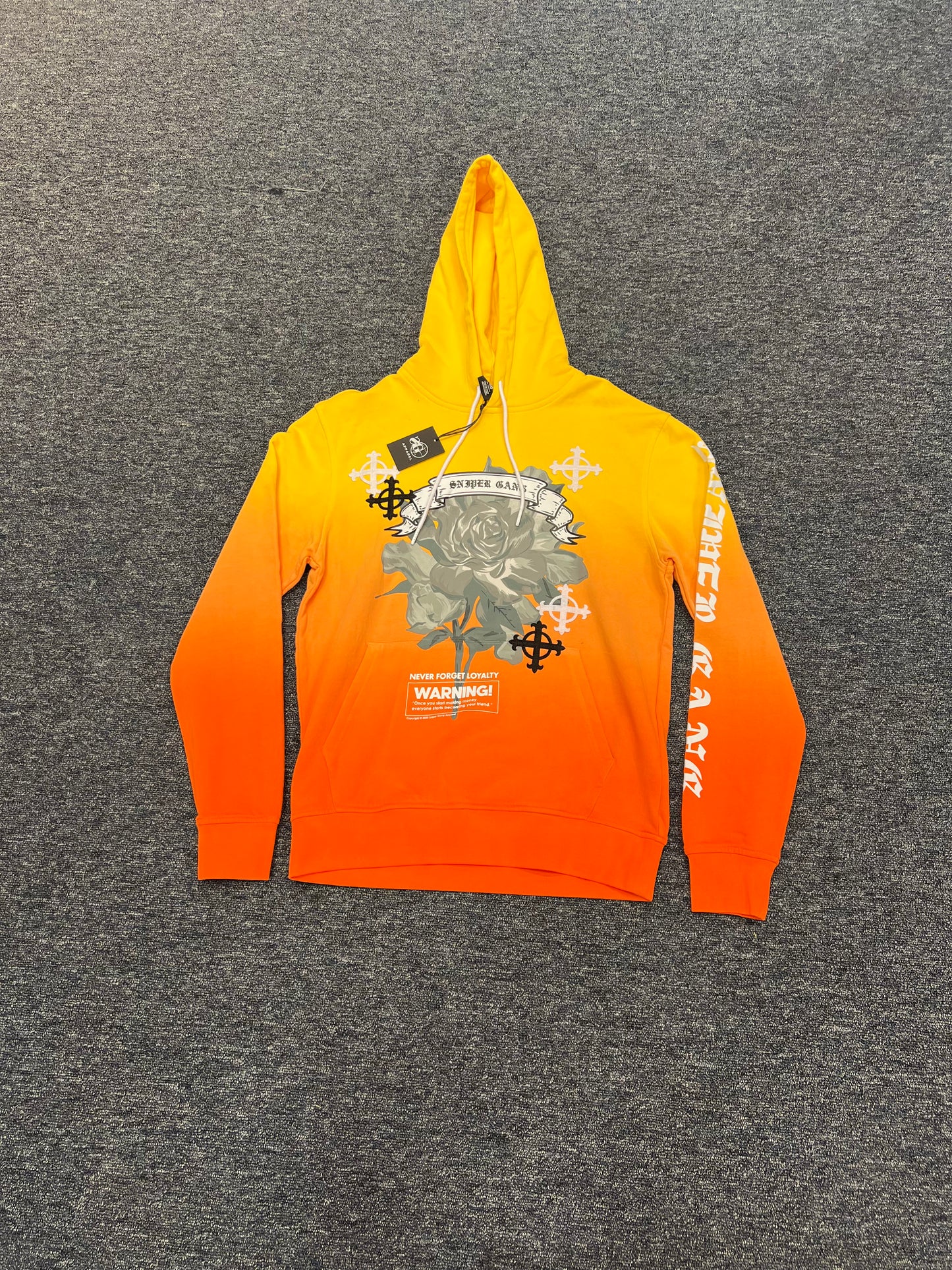 SNIPER GANG CHROME HEART HOODIE ORANGE