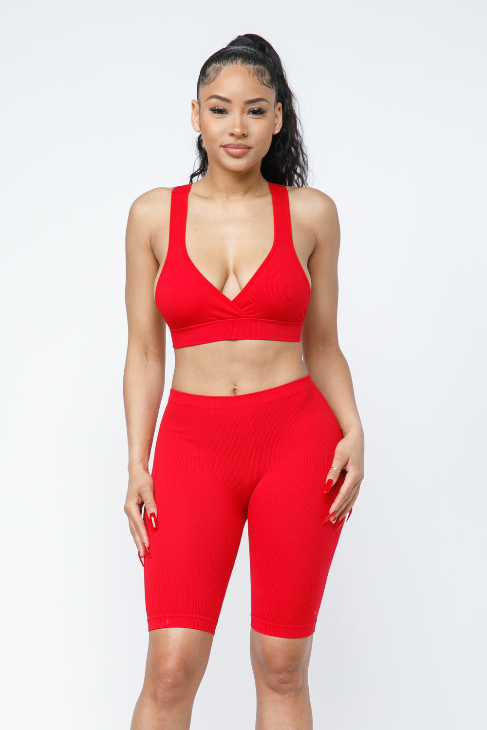 Rib Seamless Top&Biker Set