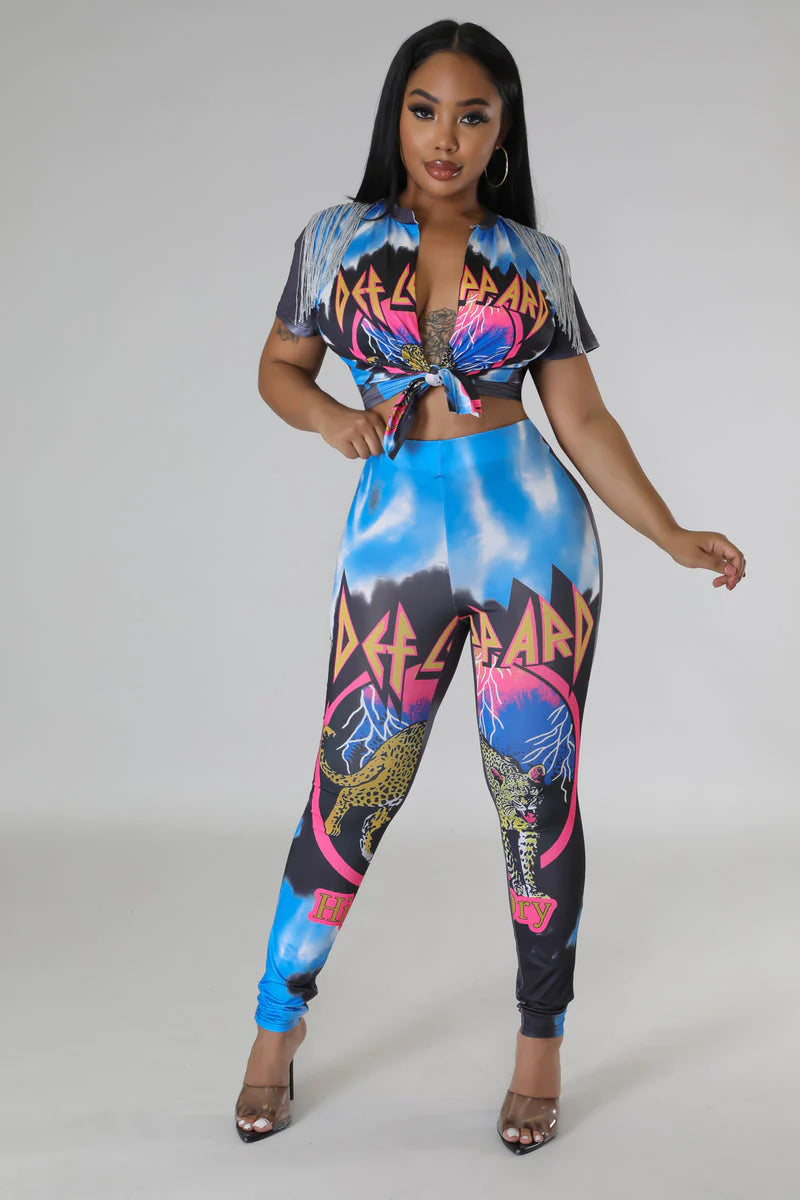 Fringe Open Detail Top & Leggings Set