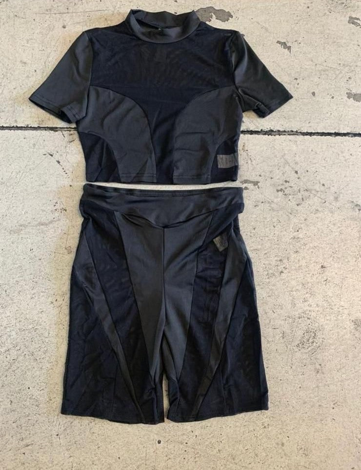 Mesh 2pc Biker Short Set